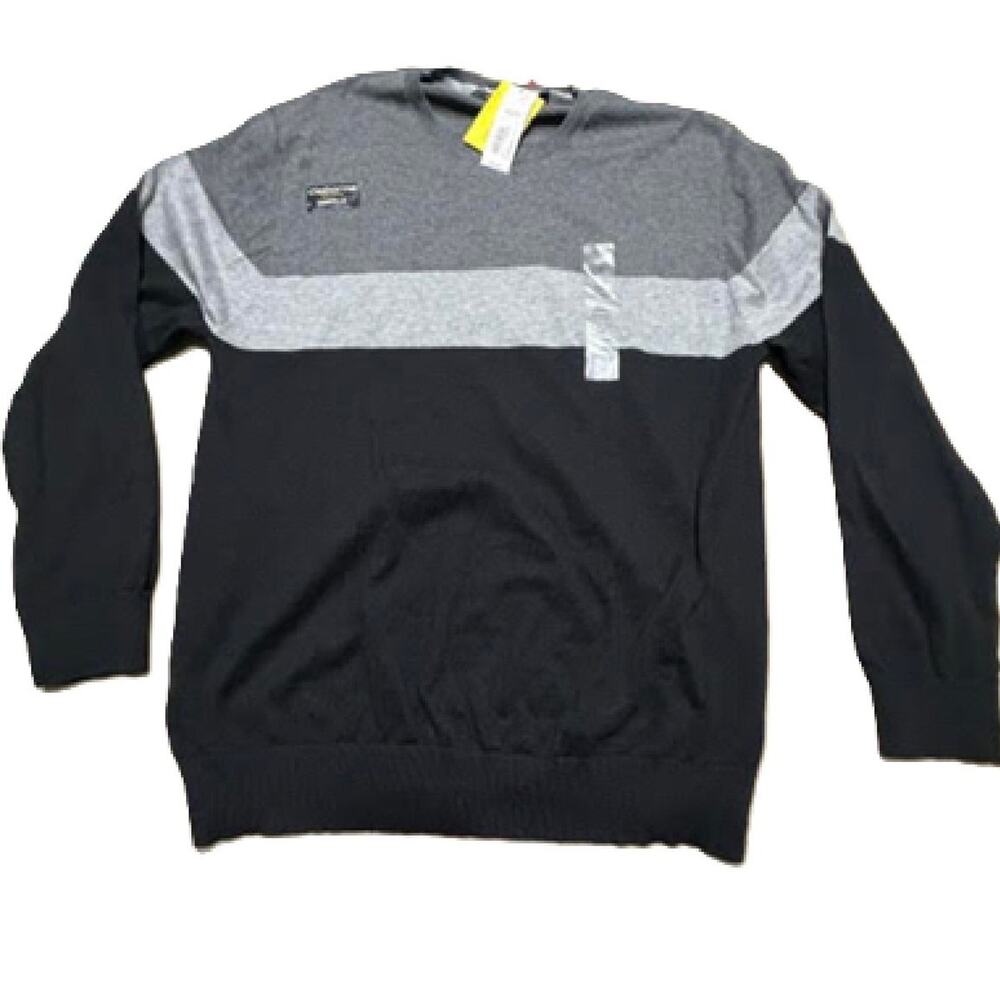 Claiborne Performance Men's Pull Over Black Sweater XXL Gray/Black